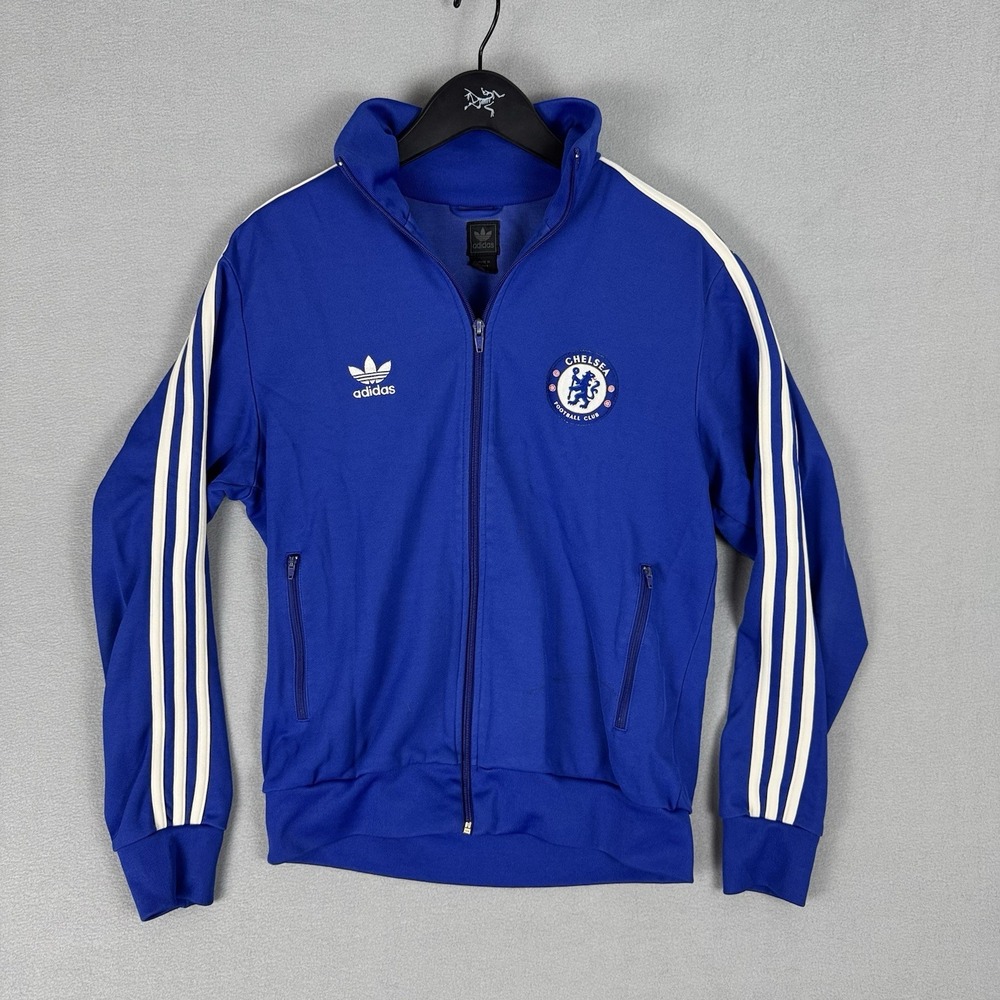Chelsea FC Adidas Track Jacket Mens Medium Blue Full Zip Football Soccer